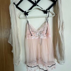 Elegant Pink Lace Babydoll Lingerie